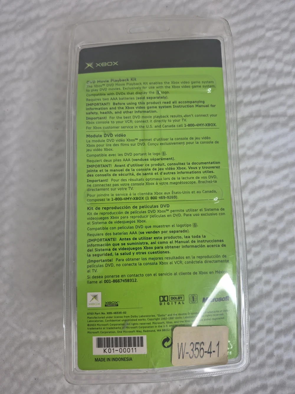 Xbox DVD Movie Playback Kit For Xbox Original Black Brand New